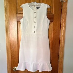 Karl Lagerfeld Ivory Buttoned Mini Dress